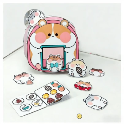 Hamster Themed DIY Quiet Book For Toddlers Ages 4-6, All-In-One Craft Kit Thickened Rounded Edges, Reusable Peel And Stick Waterproof Laminated, Suitable For Toddler/Kids, Preschool/Early Learning, Concentration/Fine Motor Skills, Parent-Child Activity, Preschool Classroom, Educational Toy Supplies