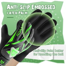 Goalkeeper Gloves Without Finger Protection, For Football/Soccer Training, Super Grip - Black and Green - View 5