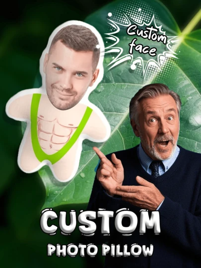 1pc Customized Face Pillow - Green. Unique Breathable, Suitable For Her, Him, It, Boyfriend, Girlfriend, Dad, Mom, Family, Friends, Anniversary, Mother's Day, Birthday, Valentine's Day, Christmas, Halloween, Graduation, Father's Day, Wedding, Housewife, Sofa, Bed, Car, Tea Room, Bedroom, Bathroom, Living Room, Dining Room