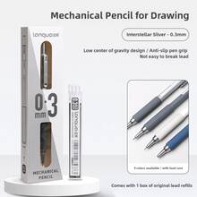 1pc 0.3mm/0.5mm/0.7mm/0.9mm Automatic Mechanical Pencil, Suitable For Drawing, Sketching, Art Students, Silver/Black Color, Refillable, High-Quality Design - Pencil - View 27