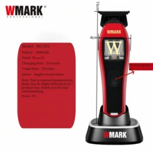 Máy tỉa tóc chuyên nghiệp Wmark 10000 vòng/phút, công suất cao, máy cắt tóc điện không dây, đế sạc, sạc nhanh, thời gian chờ cực lâu, máy cắt tóc kim loại NG-XT1 - Nhiều màu - Xem 9