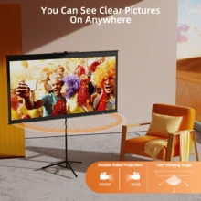 XBJ 72/100 Inch Portable Projector Screen With Stand,Lightweight Quick Setup Foldable Outdoor Projection Screen,16:9 4K Ultra HD Front & Rear Pantalla Para Proyector, For Home Theater, Backyard Movies, Office, School And Camping Use - 100寸 - 查看 3