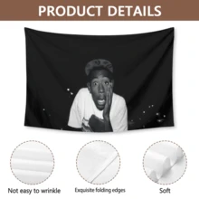 Tyler Music Album Cover The Creator Hip Hop Tapestry,Funny Polyester Tapestry Wall Hanging Art Poster Artistic Party Backdrop For College Dorm, Bedroom, Living Room, And Celebration Decorations - White - View 4