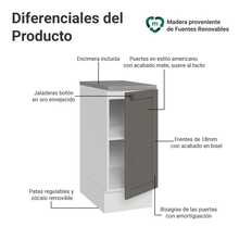 Gabinete Bajo Cocina Madesa Vik 35cm Con Encimera BG - Blanco y Gris - Ver 3