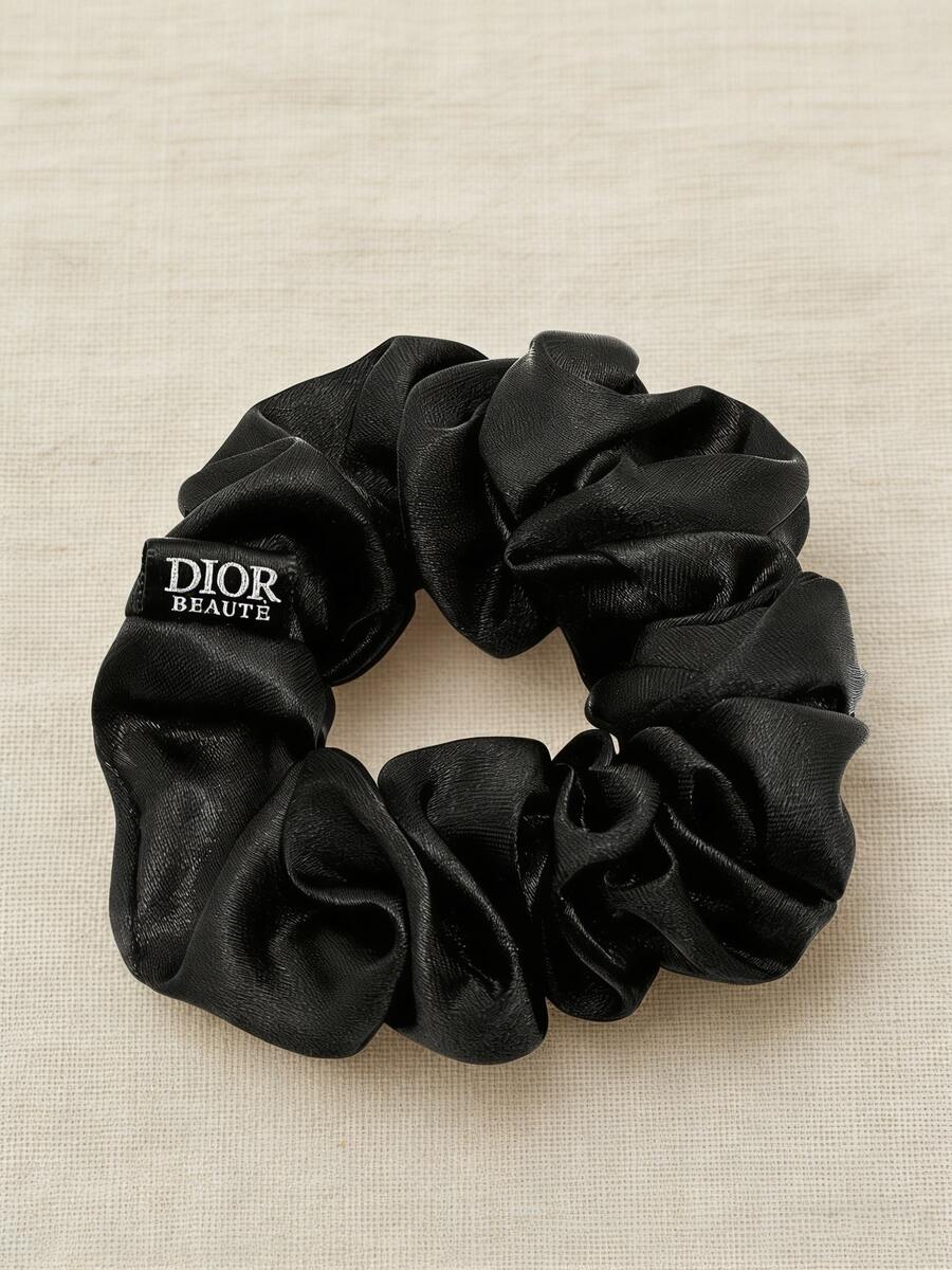 Christian Dior Black Silk Hair Scrunchies. High-Quality Silk Hair Ties. Casual, Fashionable, Minimalist Hair Scrunchies. No Trace, No Hair Damage. - Black - View 1