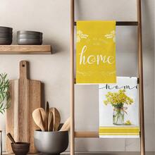 2pcs Minimalist Spring Yellow Floral Pattern Kitchen Towels, Soft Polyester Material Dish Cloths, Suitable For Kitchen Decor, Cleaning, Holiday Party Decoration, Kitchen & Bathroom Essentials, Home Decor, Housewarming Gift - Multicolor - View 7