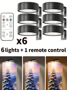 1/3/6pcs Wireless Metal Wall Art LED Lights, Wall Lamps, Fairy Lights, Table Lamps, Night Lights, Reading Lights, Wireless Wall Lamps With Magnets - Adjustable Color Temperature, Timer, Remote And Button Control - Round - View 14