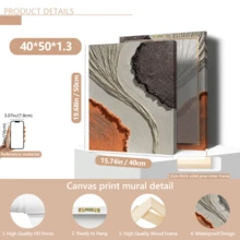 1 Stück Vintage Wandkunst Poster, abstrakte Ölmalerei, cremige Textur, wasserfestes Leinwandmaterial, dekoriert mit hochwertigem Goldfolie, braun, weiß und orange abstraktes Leinendesign, mit oder ohne Rahmen erhältlich, ideal für Raumdekoration, Einweihungsgeschenk, Studentenwohnheim, Hotel, Zuhause, Wohnzimmer, Schlafzimmer, Badezimmer und Büro Wanddekoration - Verschiedenfarbig - Übersicht 14