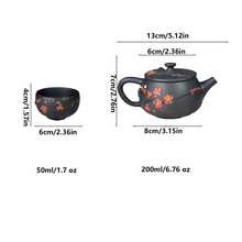 1 Set Purple Clay Plum Blossom Teapot Set, Handmade Purple Clay Teaware, Home & Travel Tea Set, Includes 1 Teapot And 4 Guest Tea Cups, Unique Chinese Style Teaware, Suitable For Home Use, Guests, And Gifts - Multicolor - View 6