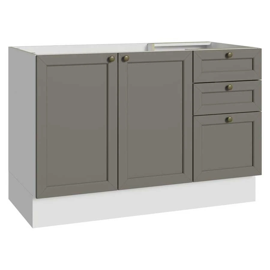 Gabinete Bajo Cocina Madesa Vik 120cm Sin Encimera BG 01 - Blanco y Gris - Ver 1