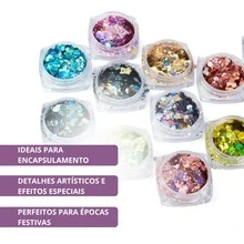 Kit 12 Cores Decoração Encapsulada com Glitter D&Z - Multicolorido - Visão 2