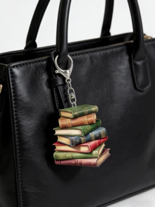 2D平面创意书本钥匙扣，情人节礼物 | 2D亚克力装饰吊坠，适用于包包/钥匙扣/家居/汽车装饰，是春季花园、情人节、复活节、斋月、圣帕特里克节、圣诞节装饰和情侣礼物的完美之选 - 彩色 - 查看 1