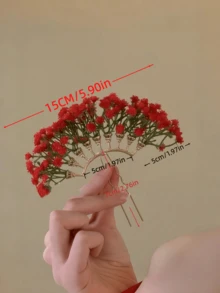 1件優雅紅色花卉設計髮夾，15公分長中式髮飾，春夏紫色紅色藍色粉色康乃馨花瓣葉片造型，金屬材質堅固工藝髮夾，適合漢服、旗袍、和服搭配，百搭優雅四季通用，適用高馬尾、髮髻、捲髮、精緻編髮，適合日常外出、居家、洗臉、化妝、度假、派對拍照，不易脫落，體面的情人節禮物，適合作為老師禮物、聖誕節、假髮、Lipton、Stitch - 彩色 - 查看 2