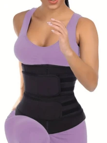 Women's Waist Trainer - Full Abdominal Fat Waist Trainer | Abdominal Compression And Abdominal Shaping | Effective Abdominal Wrap And Sweat Belt, Double Waist Belt Sweat Vest For Women, Elastic Magic Tape Buckle Heating Abdominal Slimming Shapewear Waist Trainer - Black - View 7