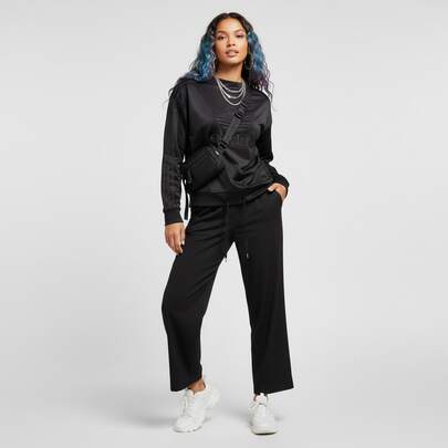  Adidas Originals Trefoil Mock Sweat Sports Pullover Splicing Sweatshirt CG Women's