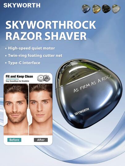 SKYWORTH 400mAh Rechargeable Electric Shaver, IPX7 Waterproof, Wet & Dry Use, Fully Washable, 2 Stainless Steel Blades, One-Touch Start, Available In Gray, Silver, Orange And Blue