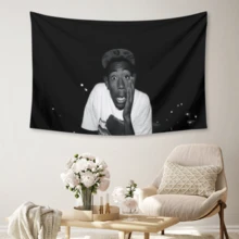 Tyler Music Album Cover The Creator Hip Hop Tapestry,Funny Polyester Tapestry Wall Hanging Art Poster Artistic Party Backdrop For College Dorm, Bedroom, Living Room, And Celebration Decorations - White - View 2