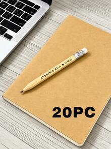 Customized Engraved Pencils, Personalized Text Pencils, Round Natural Wooden HB Graphite Pencil Set With Eraser, Suitable For School Drawing, Sketching, Wedding, Baby Shower, Office Supplies, New Year And Valentine's Day Gifts - Multicolor - View 13