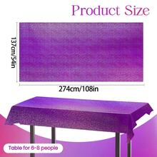 2pcs Purple Holographic Tablecloth, Shiny Purple Plastic Tablecloth, 54" X 108" Foil Disposable Rectangular Tablecloth, Suitable For Birthday Party, Wedding Anniversary, Bachelorette Party And Other Occasions Table Decoration - Multicolor - View 9