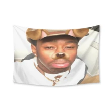 Tyler Music Album Cover The Creator Hip Hop Tapestry,Funny Polyester Tapestry Wall Hanging Art Poster Artistic Party Backdrop For College Dorm, Bedroom, Living Room, And Celebration Decorations - White - View 1
