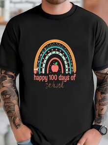 Mens Happy 100 Days Of School Shirt – Cute Teacher Rainbow Tee, 100th Day Celebration Tshirt, Back To School Shirt For Women  Kids T-Shirt - 黑色 - 查看 2