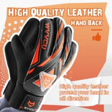 守门员手套，无指套，适用于足球训练，超强抓握力 - 黑橙 - 查看 3