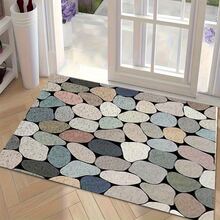 1pc Modern Goose Soft Stone Design Mat, Machine Washable Rubber Rug, Suitable For Home And Bathroom Decor: Bathroom Mat, Bathroom Rug, Door Mat, Small Rug, Carpet, Mat, Home Decor, Area Small Rug, Outdoor Mat, Home Decor, Area Rug, Bedroom Rug, Washable Carpet - Multicolor - View 2