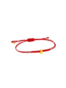 Pulsera de cuerda de osito de peluche de plata esterlina S925, linda, roja y negra, cuerda ajustable, diseño simple, pulsera de joyería para mujer, regalo navideño. - Rojo 2 - Ver 2