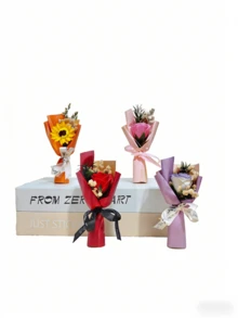 1件装人造装饰发光玫瑰花束礼盒，迷你向日葵花束，康乃馨氛围灯，郁金香人造花，永生花夜灯，创意装饰，送给她、妻子、妈妈的礼物，适合圣诞节、情人节、家居及房间装饰 - 彩色 - 查看 10