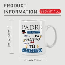 11盎司双语（西班牙语和英语）陶瓷咖啡杯“Padre” - 父亲节趣味生日礼物，送给爸爸、咖啡爱好者和洗碗机用户 - 彩色 - 查看 2