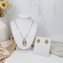 TALLIS NECKLACE AND EARRING SET (CHOOSE COLOR) - GOLD FINISH - AMBER - View 1
