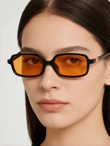 1 pereche de ochelari de soare la modă cu ramă dreptunghiulară compactă, potriviți pentru vacanță, călătorii, sport, condus, festivaluri, plajă, festivaluri de muzică, excursii în aer liber, accesorii de vară, sărbători, ieșiri în familie, ținute elegante, accesorii stil stradal, sport, petreceri, activități în aer liber, stil stradal, pescuit, vacanță de vară la plajă, activități în aer liber, călătorii, înapoi la școală, look universitar. - Portocale - Vizualizare 6