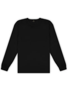 Men's Long-Sleeve T-Shirt, 100% Cotton, Basic, Comfortable, Soft Touch, Breathable, Casual, Lightweight. - 黑色 - 查看 7