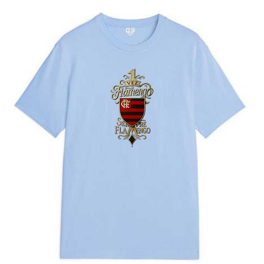 Flamengo Football Club T-Shirt, Men's Black Flamengo Shirt, 100% Premium Cotton, Fan, Casual Streetwear - 淺藍色 - 查看 1