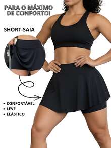 Shorts Skirt With Flared Detail In Spandex And Elastane – Comfortable, Not See-Through, Ideal For The Gym And Aesthetic Looks - Royal Blue - View 5