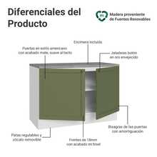 Gabinete Bajo Cocina Madesa Vik 120cm Con Encimera BV - Blanco y Verde - Ver 3
