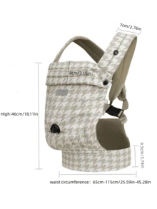 Adjustable Baby Carrier With Rotary Knob, Front & Back Carry, Lightweight & Breathable, Hands-Free, Suitable For All Seasons - Khaki - View 2