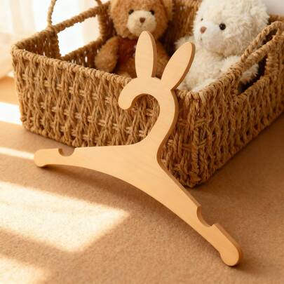 5/10/20pcs Rabbit Shaped Wooden Hangers For Baby And Pet Clothing, Adorable Rabbit Ear Design, Thick & Durable Round Corner Non-Slip Hangers For Nursery And Closet Organization, Space-Saving Display, Smooth Finished Surface, Rounded Tips, Lightweight Yet Sturdy Construction, Ideal Gift For New Parents, Nurseries, Pet Lovers, And Boutique Closet Organizers, Versatile For Daily Outfits, Seasonal Layering, Outdoor Travel, Children's Rooms, And Fashion-Forward Home Decor, Perfect For Spring And Summer Wardrobe