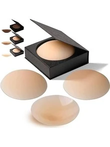 2 Pairs Of Women's 8CM Solid Silicone Nipple Covers + Premium Packaging - Reusable Silicone Nipple Covers, Invisible And Seamless, Do Not Show Through Clothing, Petal-Shaped Design, Suitable For Strapless Bras