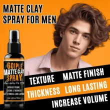 Goiple 100毫升男士哑光定型喷雾，100克男士发蜡，100毫升男女通用干洗喷雾 - 发胶、发蜡、定型膏，增加蓬松度和质感，情人节、生日礼物，送给丈夫、男友、爷爷，日常护理 - 橘色 - 查看 4