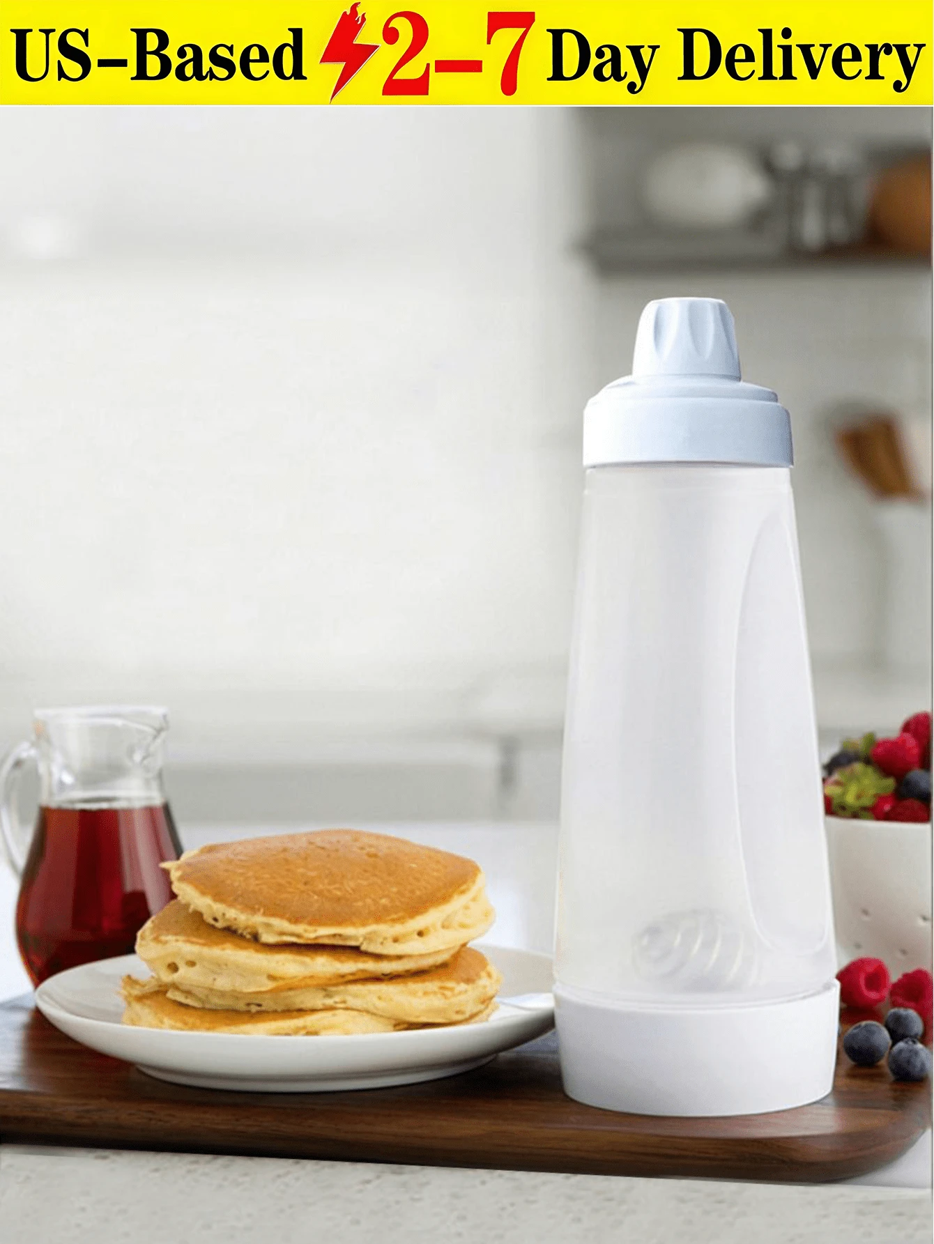 [Delivery Within 2-7 Days In The United States]1PC Pancake Batter Dispenser With Whisk Ball & Stand Base - Easy To Operate, User-Friendly, Time-Saving, Durable, Large Capacity, Easy To Clean, Detachable Base, No-Mess Batter Mixer Dispenser, Versatile For Pancakes, Crepes, Waffles, Muffins, Qatayef, Cupcakes & More, Effortless Batter Distribution For Uniform Shapes & Sizes, Suitable For Home Kitchen, Breakfast Prep, Baking Parties, Family Brunch & Holiday Gatherings, Sturdy Construction For Long-Lasting Performance, Hassle-Free Cleaning & Storage With Detachable Components, Ideal For Home Bakers, Cooking Enthusiasts, Breakfast Lovers, Busy Parents & Party Planners, Perfect Gift For Housewarming, Mother's Day, Birthday & Baking Fans, Streamlines Baking Process & Reduces Kitchen Clutter, Compatible With Various Batter Types, Compact Design Fits Any Countertop, Must-Have Baking Accessory For Effortless & Fun Cooking Experience,Baking Supplies,Kitchen Items,Kitchen Gadgets(White) - Nhiều màu - Xem 1