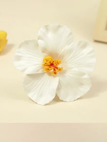 15个/套 亮丽夏威夷芙蓉花发夹，彩色塑料花朵配饰，适合海滩、旅行、休闲装扮，优雅发饰，沙滩配饰，热带风情，耐用发夹，夏季、假日、节日、派对 - 白色 - 查看 5
