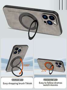 Navy Blue Premium Business Shock-Proof Anti-Fingerprint PU Leather Texture 270° Rotating Stand Phone Case, Compatible With IPhone 17/ Galaxy / Honor / OPPO / Redmi / Infinix - Navy Blue - View 4