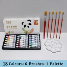 24色混合丙烯/水彩/水性顏料，6支畫筆與1個調色盤，多用途繪畫顏料，12/18/24色專業美術顏料套組，每支5ml/0.18oz，適合藝術家、學生、手工藝、牆面與衣物繪畫 - 水粉顏料+6筆刷+1調色盤 - 查看 13