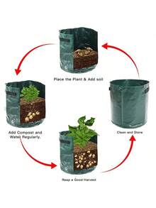 1 Stück PE Bio-Kompost Tasche/Pflanzentasche, Küchenabfall Fermentation, Abfallsammlung, Kompostbehälter, Garten Mülleimer, Pflanzentasche, Blattsammlung, Kartoffel- & Gemüseanbau Pflanzentasche mit Fenster und Deckel, geeignet für Garten, Küche, Hausgarten, Obstgarten usw. - Verschiedenfarbig - Übersicht 8