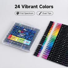 24-96 Colors Glitter Soft Tip Markers, Pearlescent Double-Headed Dual Color Gel Pens For Kids, Students, Acrylic Fluorescent Drawing Pens For Hand Lettering, Coloring, School, Art, Office Supplies, Birthday Gifts, Back To School Gifts - Multicolor - View 9
