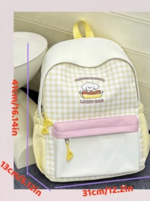 New Stylish High-Quality Plaid Pattern Large Capacity Fashionable Backpack Suitable For Various Occasions - Yellow - View 7