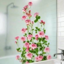 1片30x60厘米粉色玫瑰藤蔓墙贴，自粘防水瓷砖贴纸，适用于厨房、卧室、客厅墙面装饰 - 彩色 - 查看 6