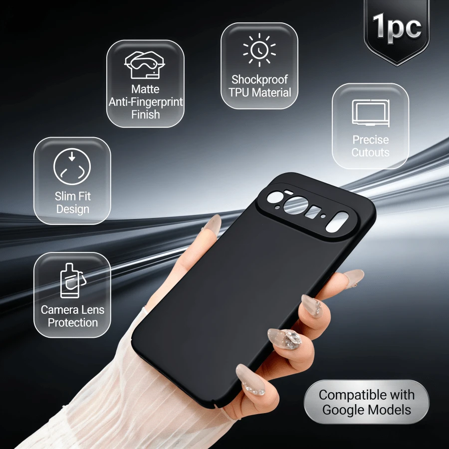 1pc: Pixel 10 10 Pro 10 Pro XL 9 9A 5G 9 Pro 9 Pro XL 8 8a 5G 8 Pro 7 7a 7 Pro 6 6a 5G 6 Pro Protective Case High Quality TPU Soft Flexible Lightweight Anti Drop Cover Compatible With Google Pixel 9 Pro With Precise Button Covers And Smooth Texture - Black - View 1