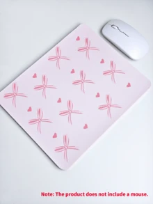粉色鼠标垫，可爱蝴蝶结鼠标垫，方形爱心无线鼠标垫，防滑PU鼠标垫，适用于办公电脑和笔记本电脑，26*21厘米，圣诞礼物/新年礼物（2026） - 粉色 - 查看 6
